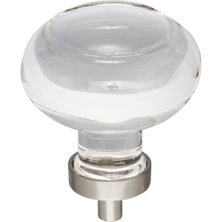 Jeffrey Alexander 1-3/4" Diameter Satin Nickel Button Glass Harlow Cabinet Knob G120L-SN